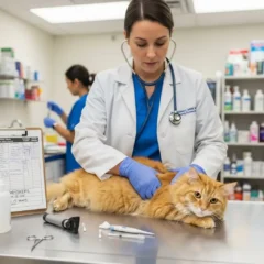 Vet Examining a Cat